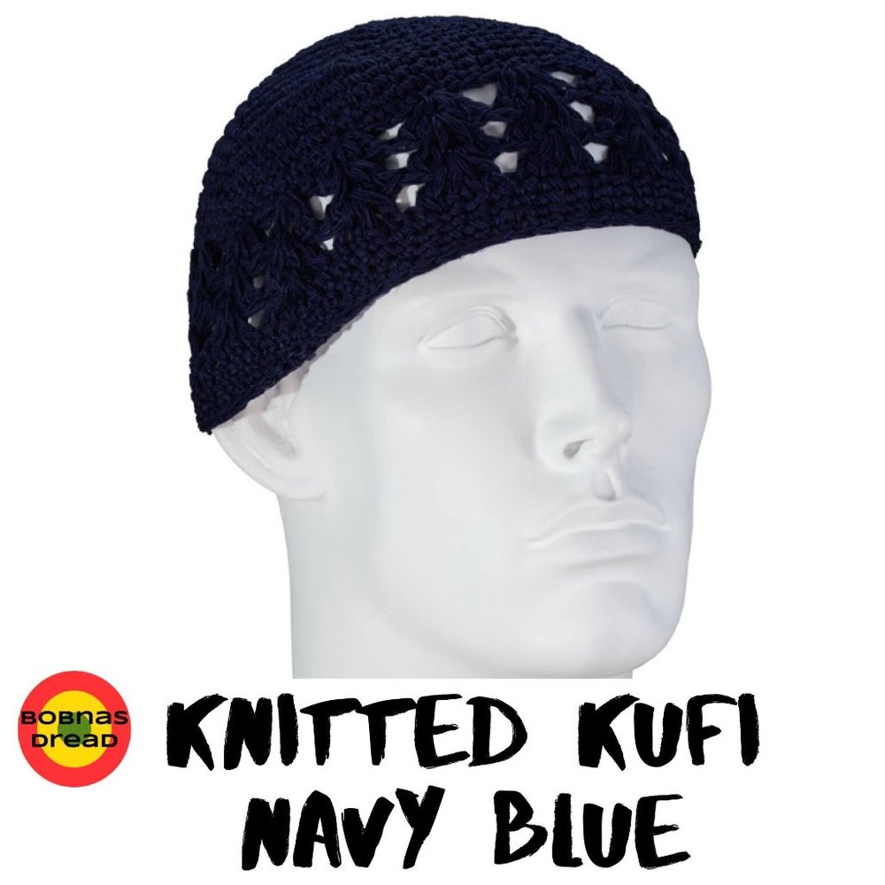 Knitted Men's Kufi Cap - Navy Blue